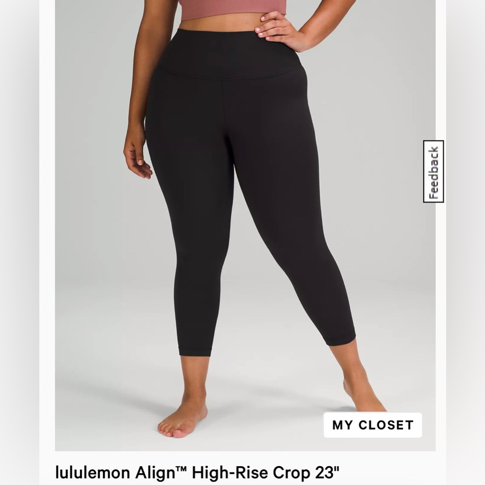 Lululemon Align high rise crop 23” black leggings, very good condition